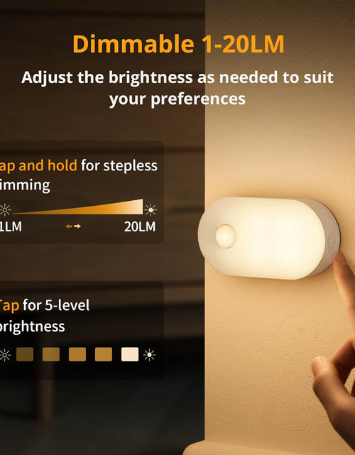 Load image into Gallery viewer, Rechargeable Battery Night Light with Motion Sensor, Portable Mini Warm White LED Stick-On Closet Light, Adjustable Brightness for Bathroom, Bedroom, Kitchen, Cabinet, Stairs, Hallway, 2-Pack
