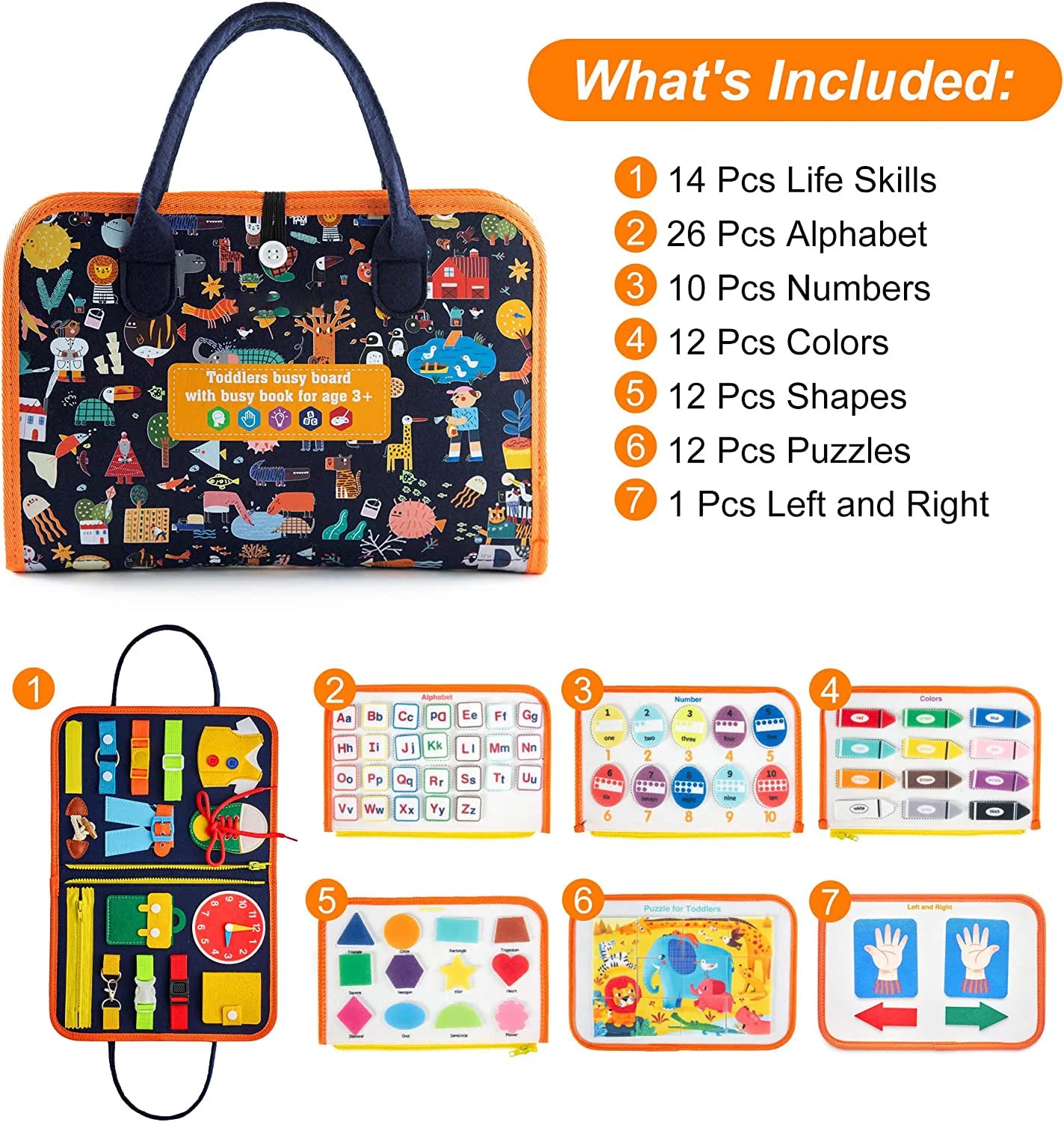 Busy Board Educational Toy for Toddlers 2-4 Year Old, Montessori Preschool Learning Educational Toys for 2-4 Boys Girls