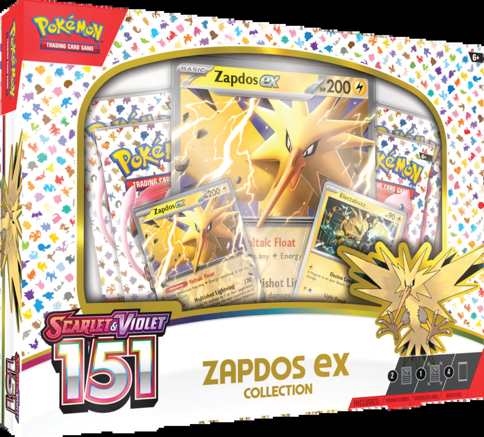 Pokemon Trading Card Games Scarlet & Violet 3.5 151 Collection Zapdos Ex - 4 Pokemon Tgc Scarlet & Violet—151 Booster Packs