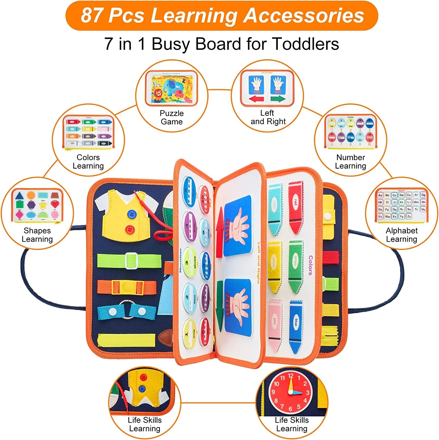 Busy Board Educational Toy for Toddlers 2-4 Year Old, Montessori Preschool Learning Educational Toys for 2-4 Boys Girls