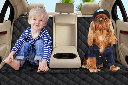 Dog Car Seat Cover, Back Seat Cover for Dogs Pet Car Seat Protector Waterproof Bench Car Seat Cover, Non-Slip Reat Seat Cover Fits Middle Armrest for Most Cars Trucks Suvs - Black