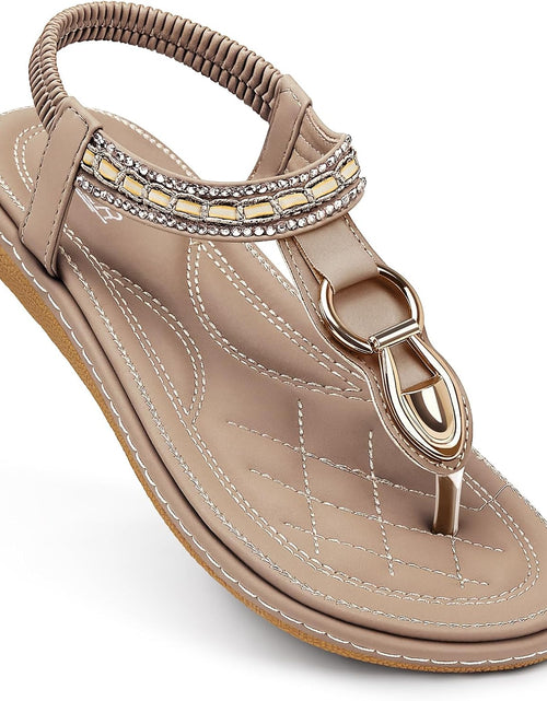 Load image into Gallery viewer, Womens Sandals Dressy Summer: Women Comfortable Walking Flat Bohemian T-Strap Ladies Casual Comfy Sandals
