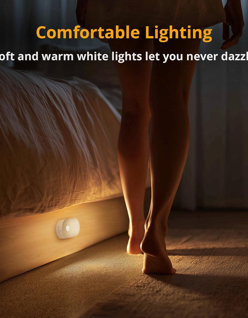 Load image into Gallery viewer, Rechargeable Battery Night Light with Motion Sensor, Portable Mini Warm White LED Stick-On Closet Light, Adjustable Brightness for Bathroom, Bedroom, Kitchen, Cabinet, Stairs, Hallway, 2-Pack
