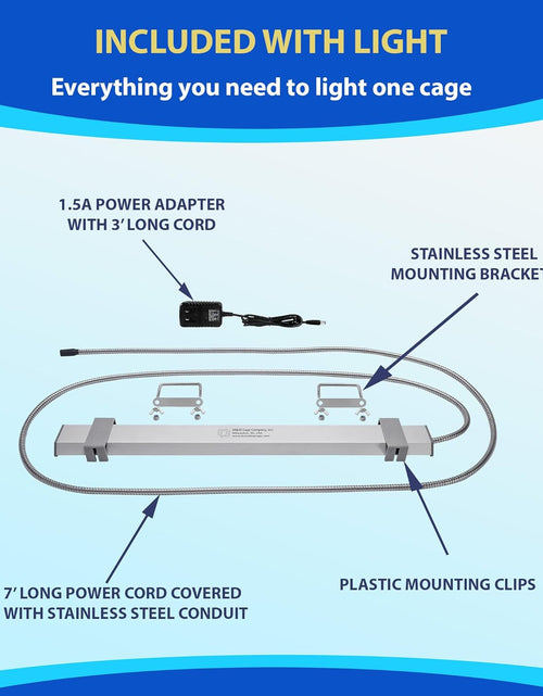 Load image into Gallery viewer, - Bird Cage Light with Chew Guard for Hook Bill Birds &amp; Soft Bill Birds - Full Spectrum LED Pet Light - Simulates Natural Environment
