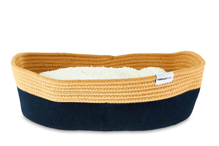 Oval Woven Felt Rope Cat Bed, with Catnip, Multicolored, 19"