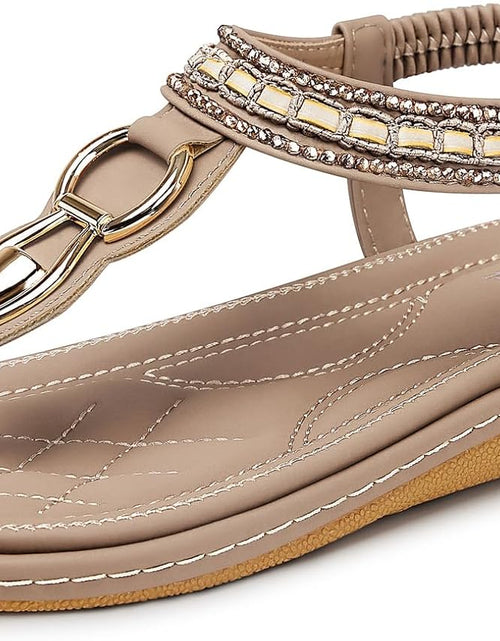 Load image into Gallery viewer, Womens Sandals Dressy Summer: Women Comfortable Walking Flat Bohemian T-Strap Ladies Casual Comfy Sandals
