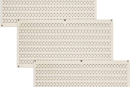 Pegboard Value Pack - (3) Pack of  16-Inch Tall X 32-Inch Wide Horizontal Metal Pegboards for Wall Home & Garage Tool Storage Organization (Beige Pegboard)