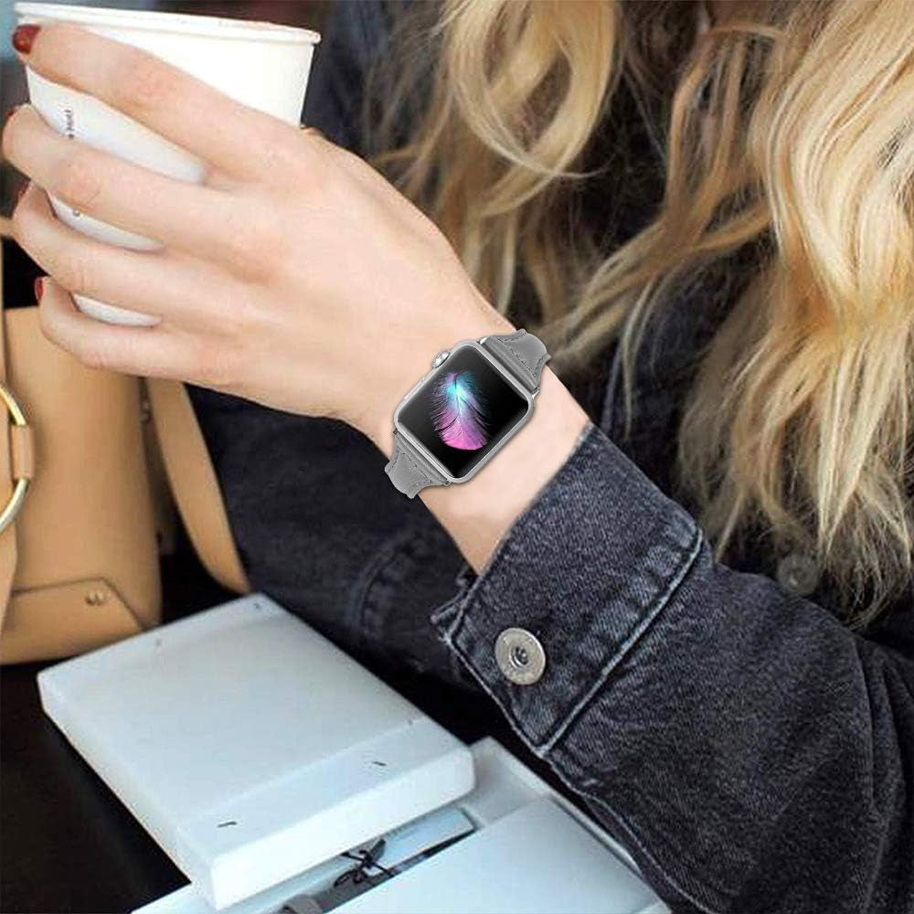 Compatible Apple Watch Band 42Mm 44Mm 45Mm, Top Grain Leather Band Replacement Strap for Iwatch Series 7, Series 6, SE, Series 5, Series 4,Series 3,Series 2,Series 1,Sport, Edition