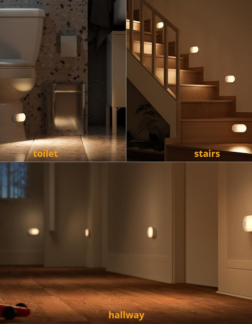 Load image into Gallery viewer, Rechargeable Battery Night Light with Motion Sensor, Portable Mini Warm White LED Stick-On Closet Light, Adjustable Brightness for Bathroom, Bedroom, Kitchen, Cabinet, Stairs, Hallway, 2-Pack
