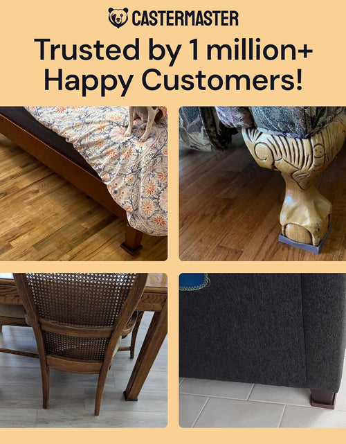 Load image into Gallery viewer, 3X3 Square Rubber Furniture Caster Cups with Anti-Sliding Floor Grip (Set of 4) Brown
